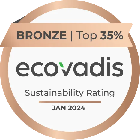 EcoVadis Bronze sustainability rating badge, top 35%, January 2024