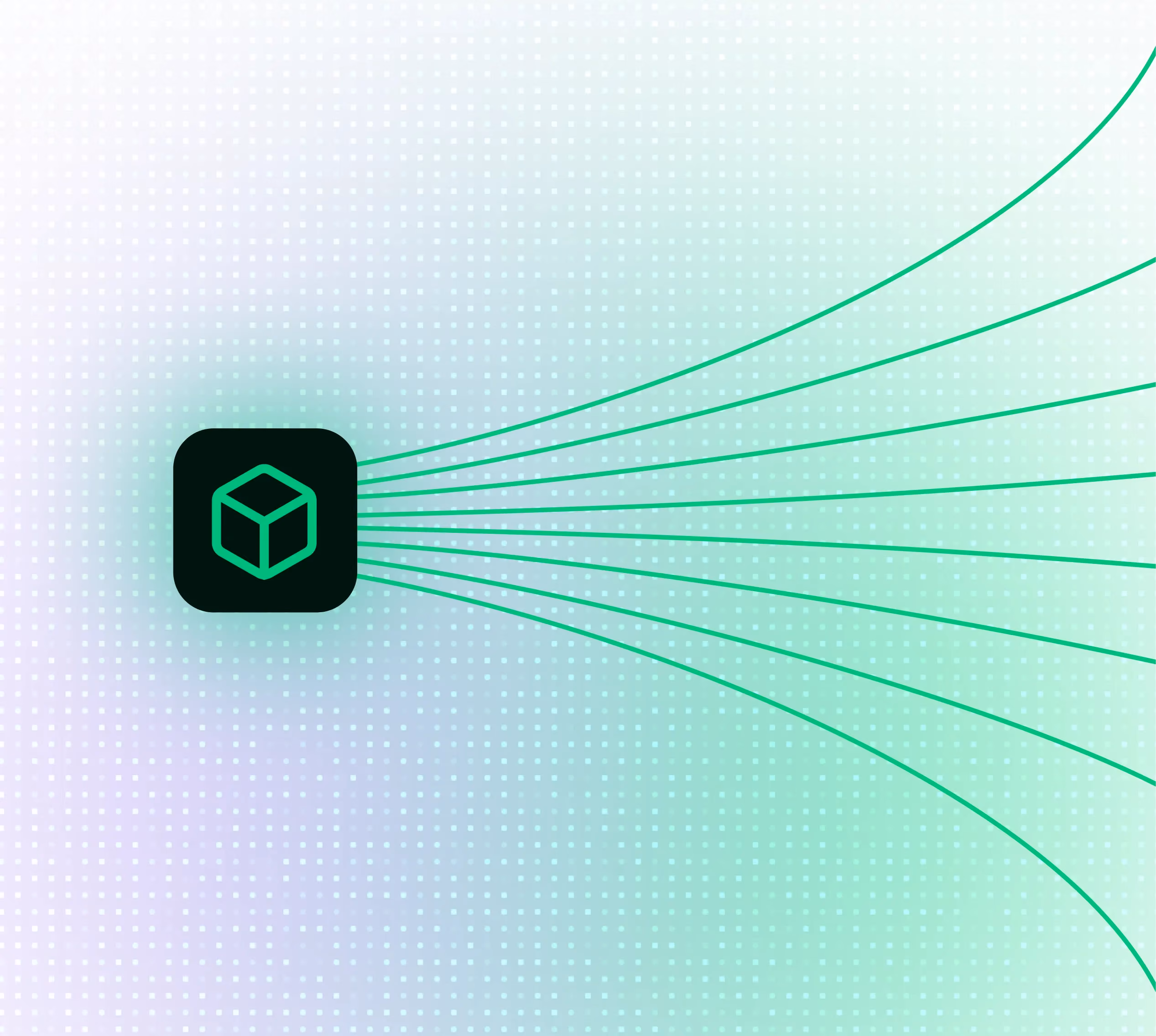 3D model icon with lines fanning out to retailer pages