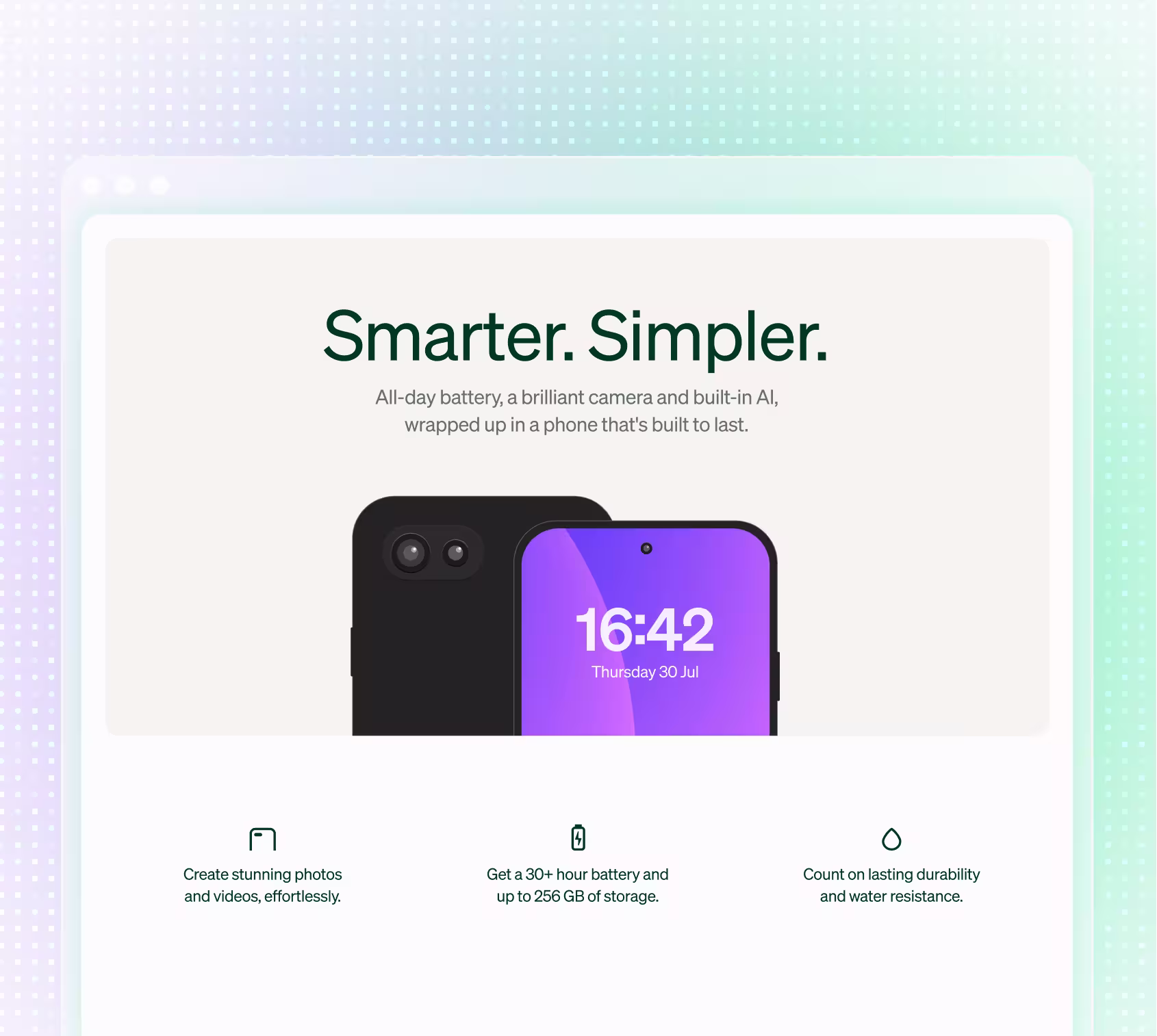 INpages rich content page for a smartphone
