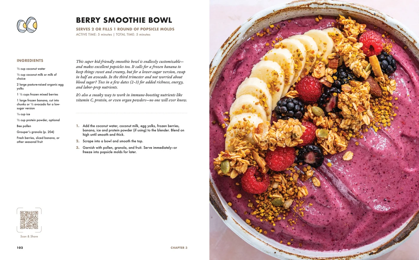 Berry Smoothie Bowl recipe spread from Eating for Life