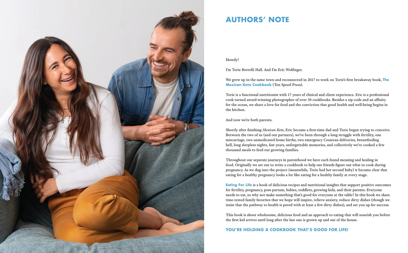 Author's Note spread from Eating for Life