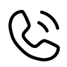 White telephone handset icon on a black circular background.