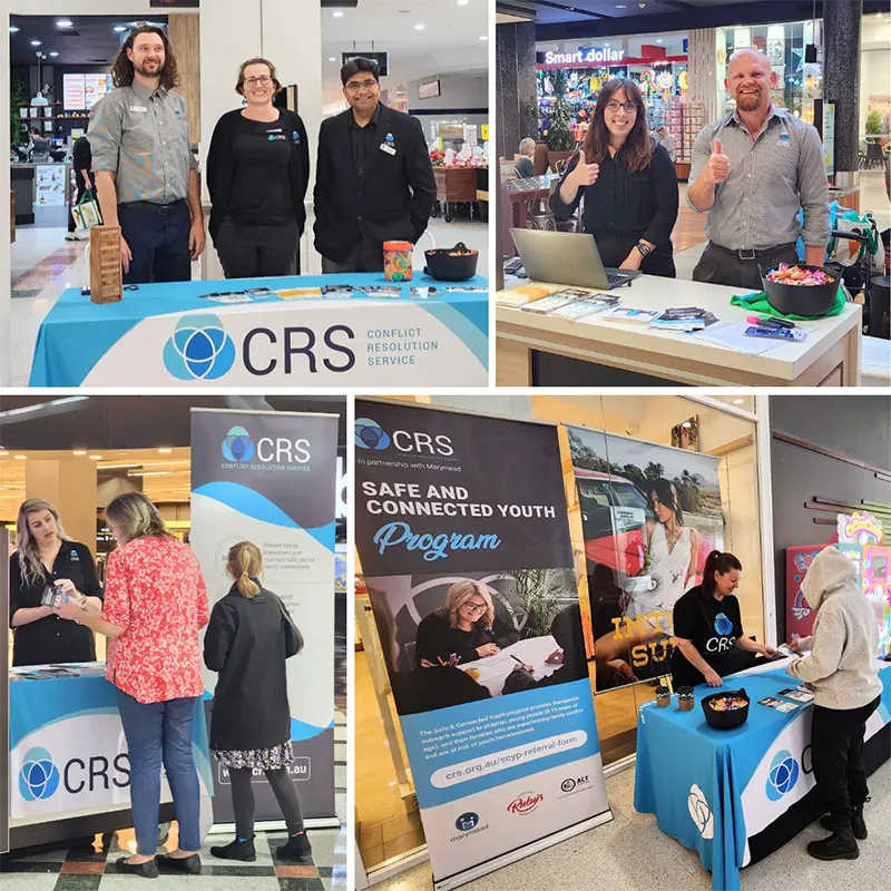 The CRS team engaging with the community through local stalls.