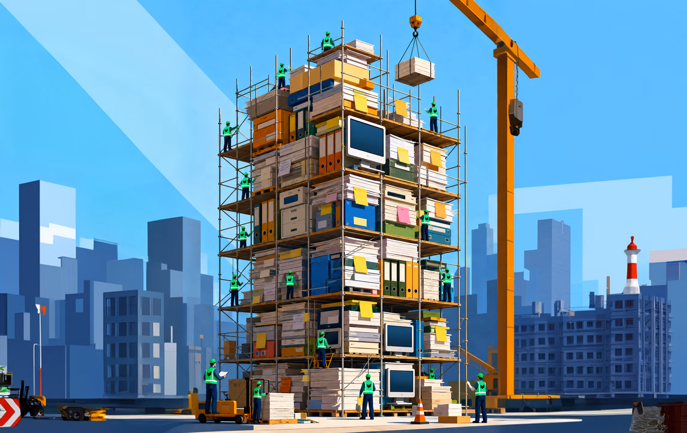 A growing legal operating system represented as a building under construction