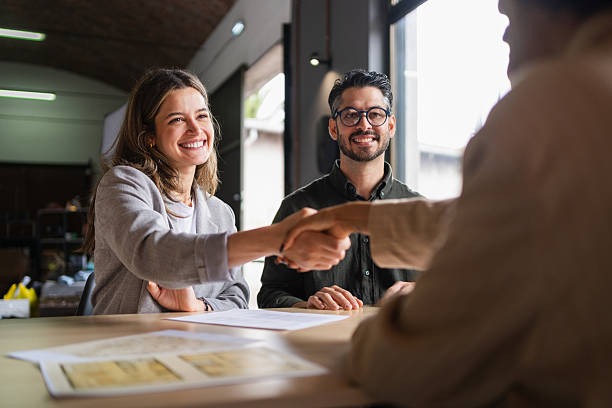 Business owner meeting with a commercial cleaning company representative