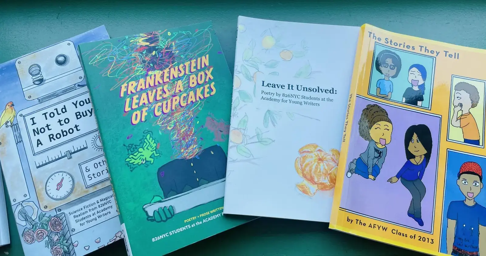 Four student-published books from Academy for Young Writers writing program