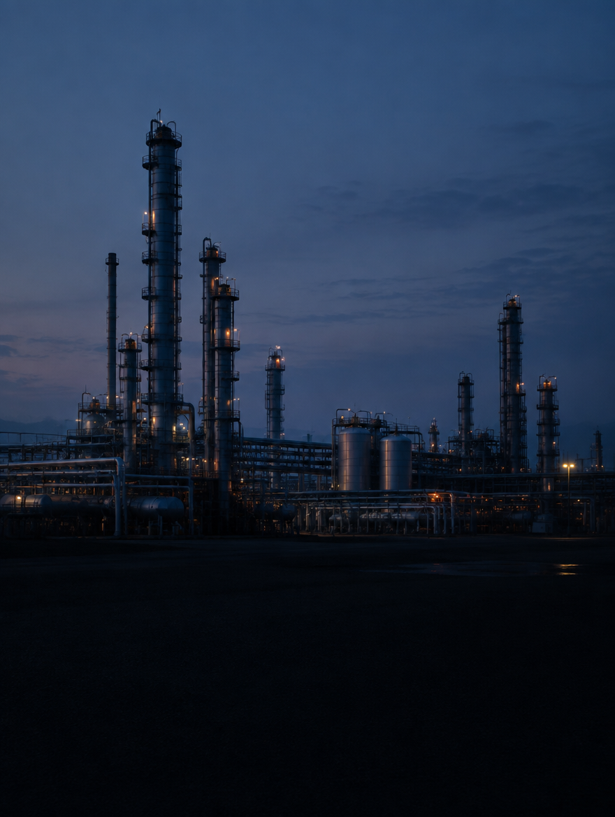 Process plant at dusk