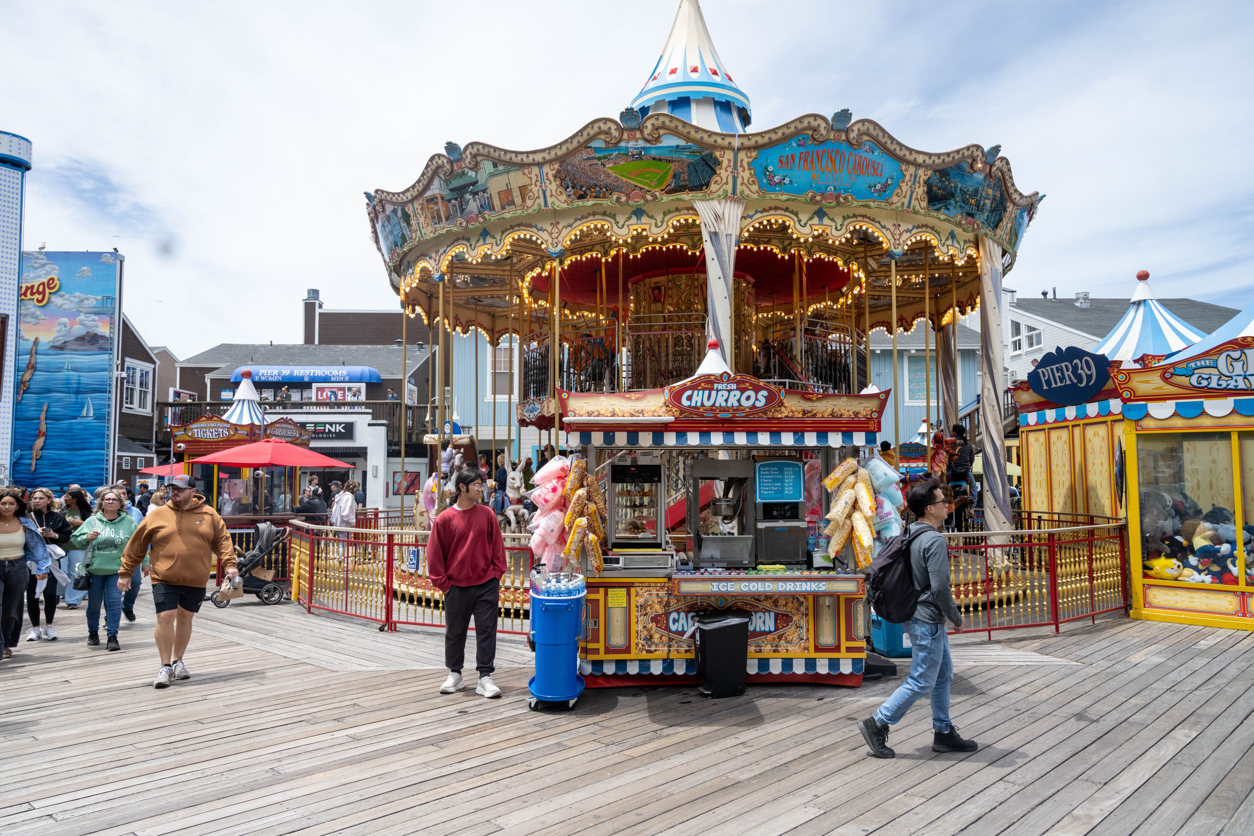 Carousel and concession stand at Pier 39.