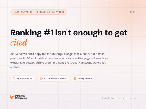 How to Get Cited in Google AI Overviews: Ranking #1 Is Not Enough, article cover