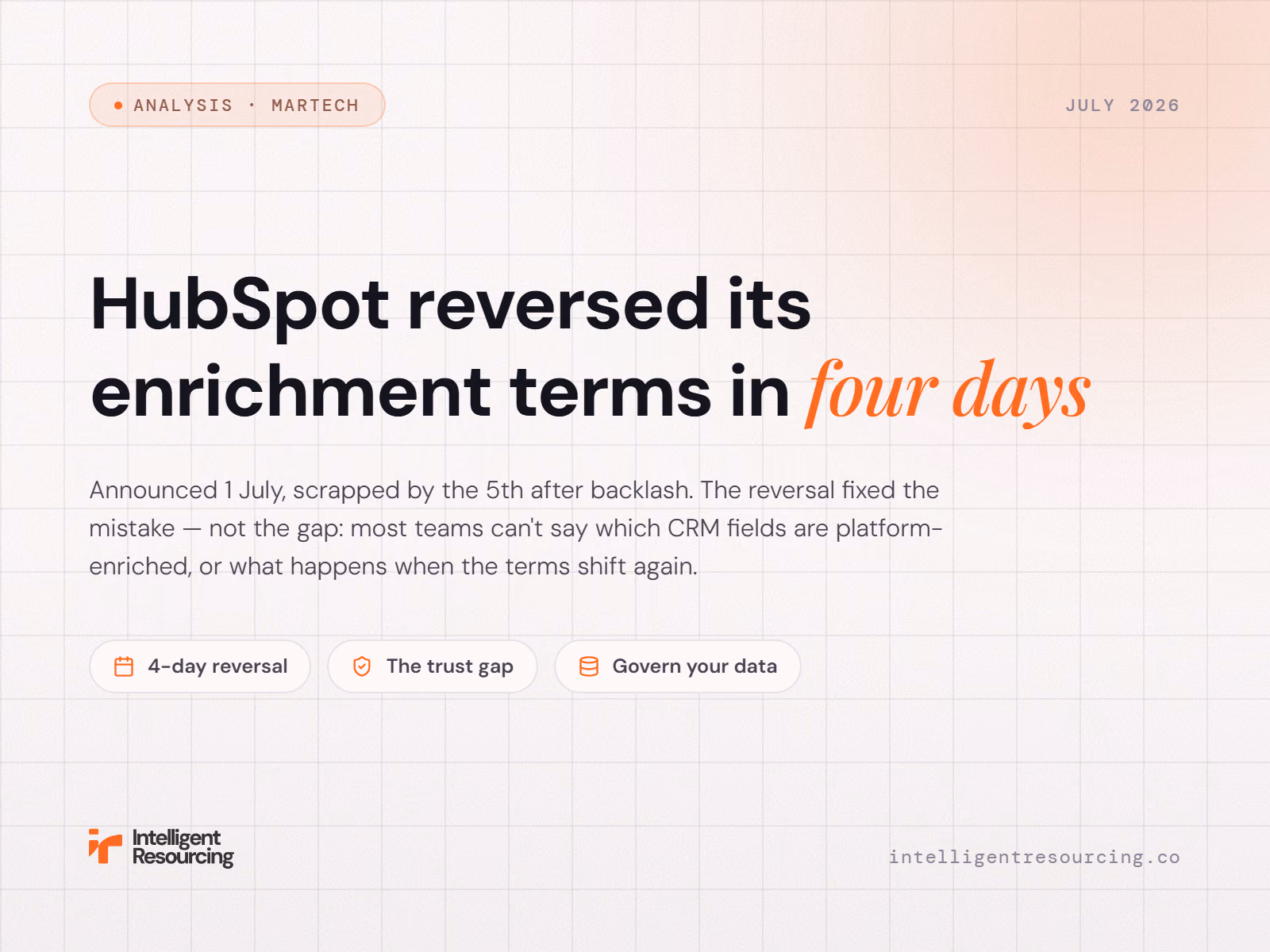 Four Days: How Fast HubSpot Reversed Its Enrichment Terms, article cover