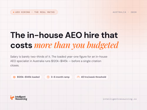 In-House AEO Specialist vs Agency: The Maths Does Not Favour Hiring, article cover
