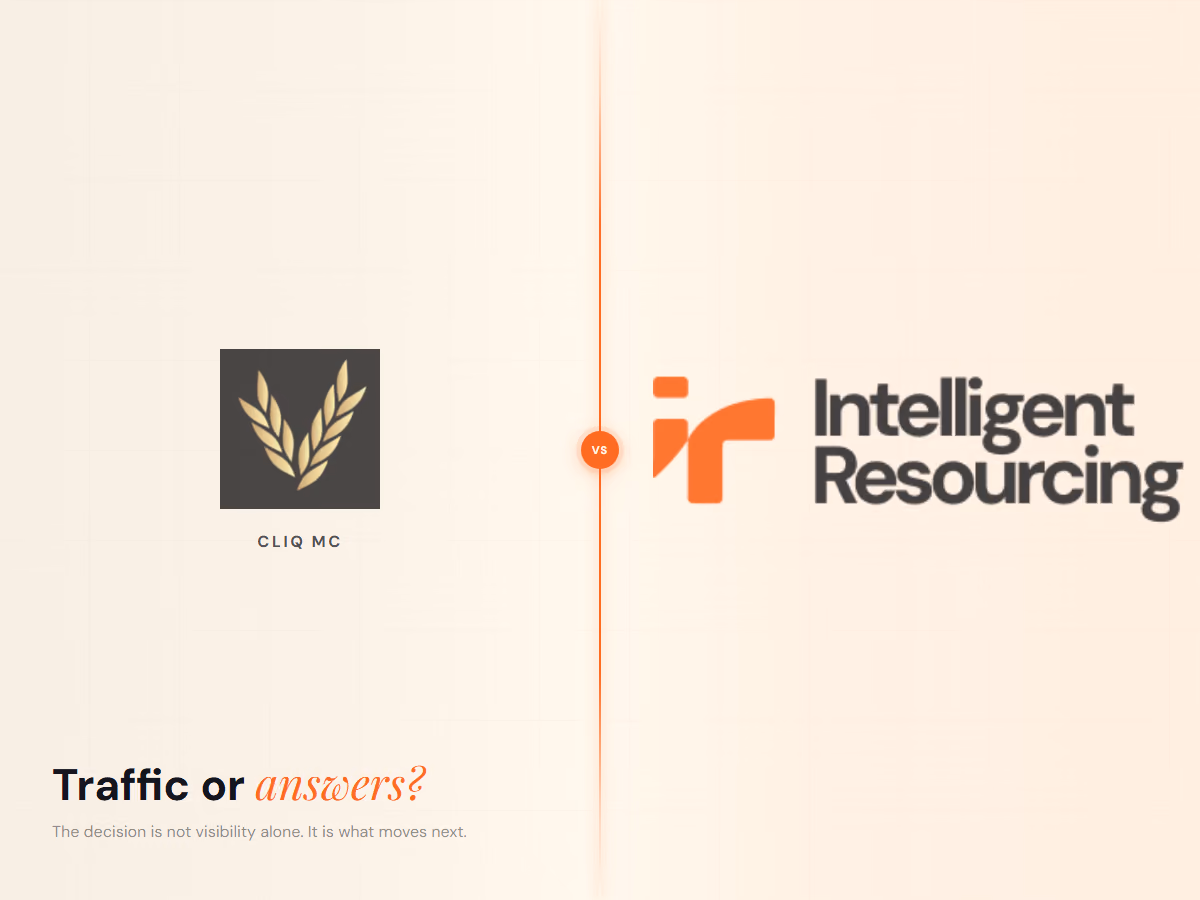 CLIQ MC vs Intelligent Resourcing: Traffic vs Answers, article cover