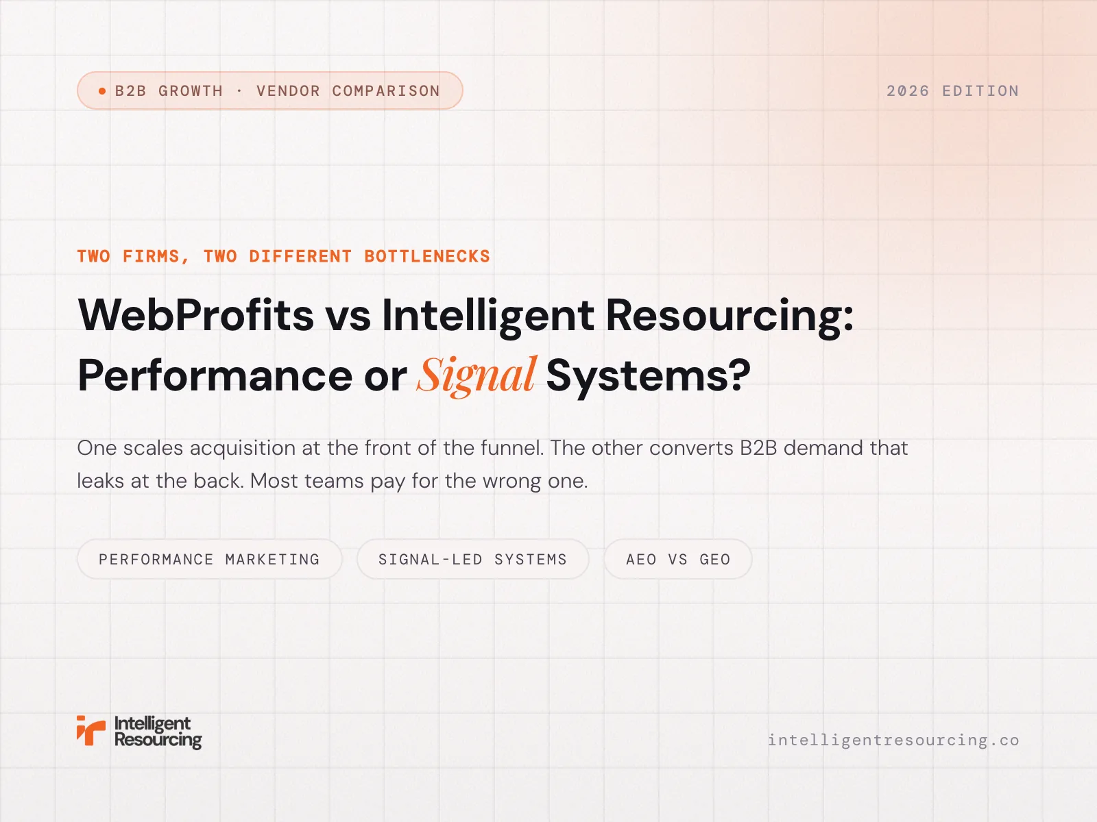 WebProfits vs Intelligent Resourcing: Performance or Signal Systems?