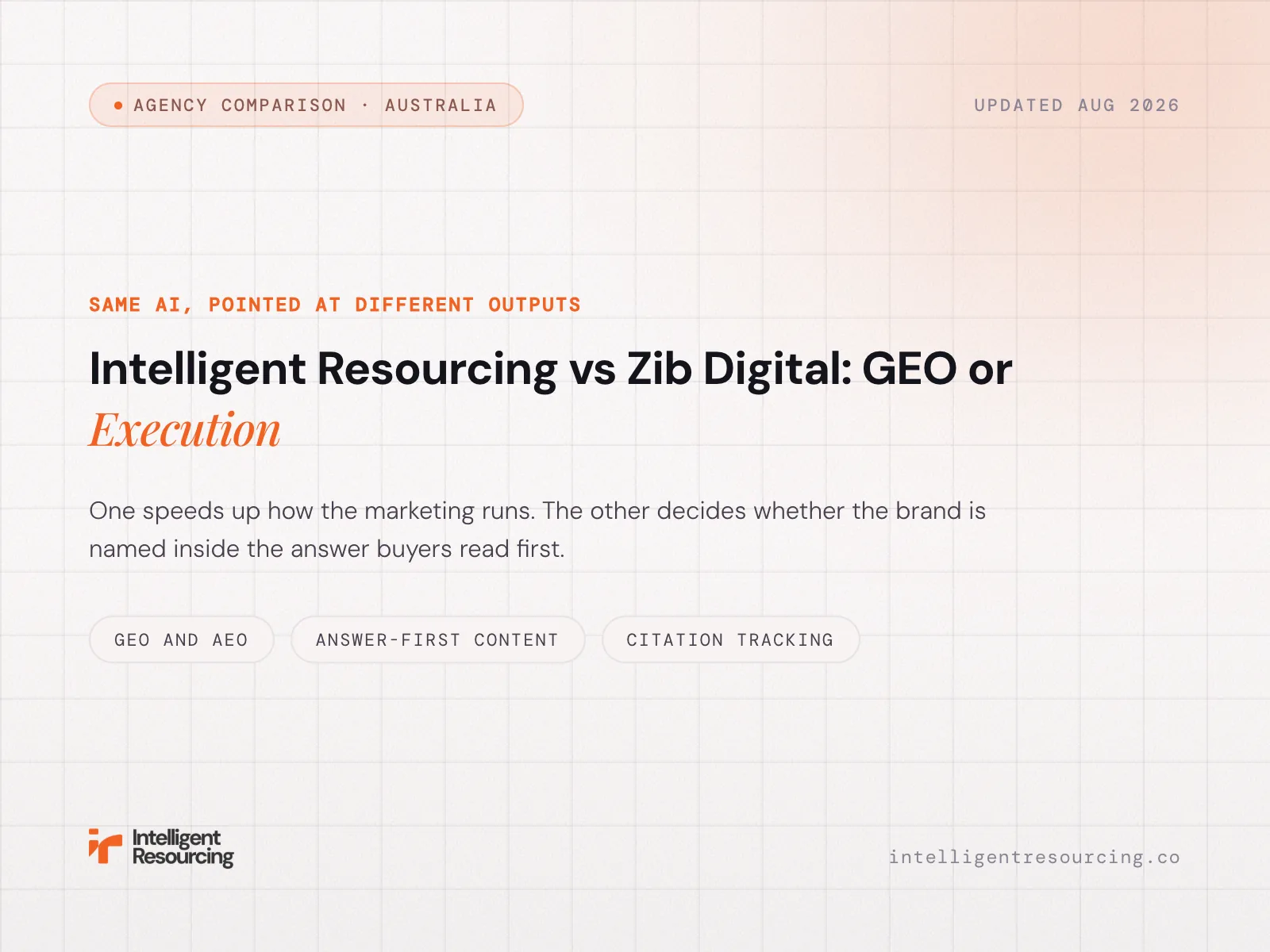 Intelligent Resourcing vs Zib Digital: GEO or Execution