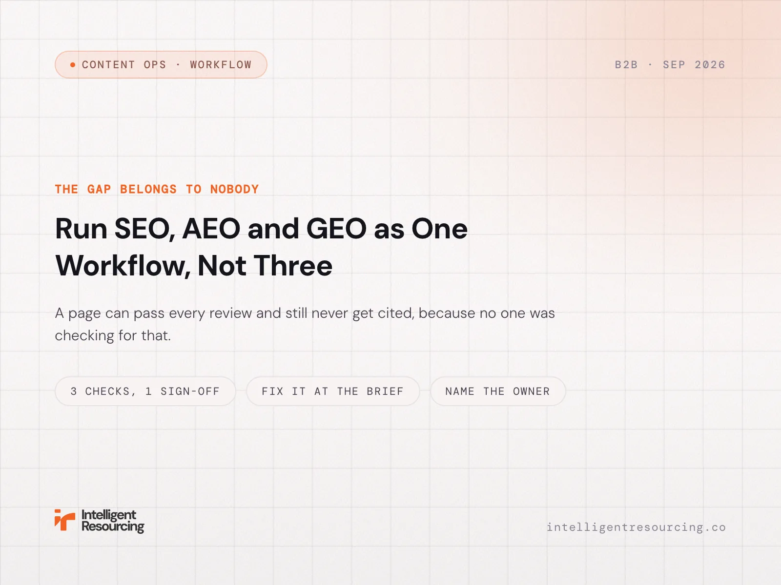 Run SEO, AEO and GEO as One Workflow, Not Three