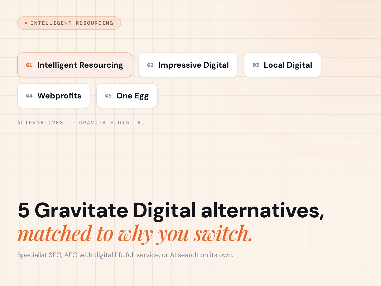 Gravitate Digital Alternatives: 5 Options for SEO, AEO and GEO in 2026