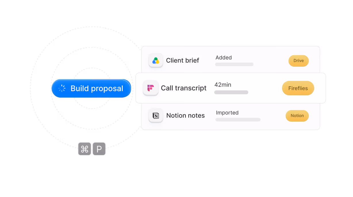 Building a proposal from a client brief, a call transcript and Notion notes