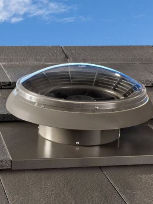 Domed roof ventilator installed on a tiled roof