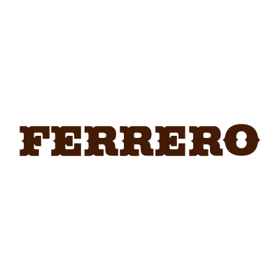 Ferrero brand name written in bold brown letters on a white background.