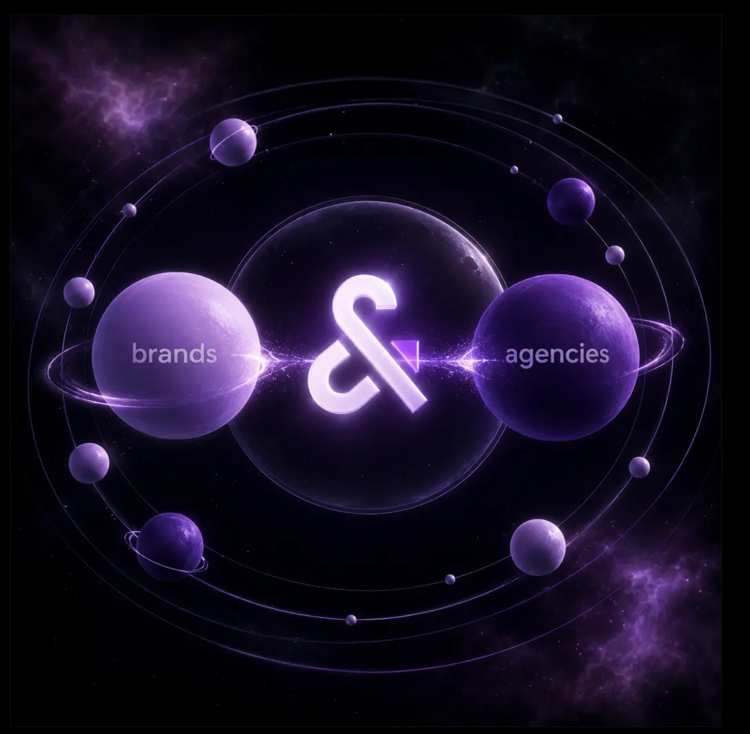 A solar-system illustration of brands and agencies orbiting a central Cofoundry logo, showing The Cofoundry at the centre of the ecosystem.