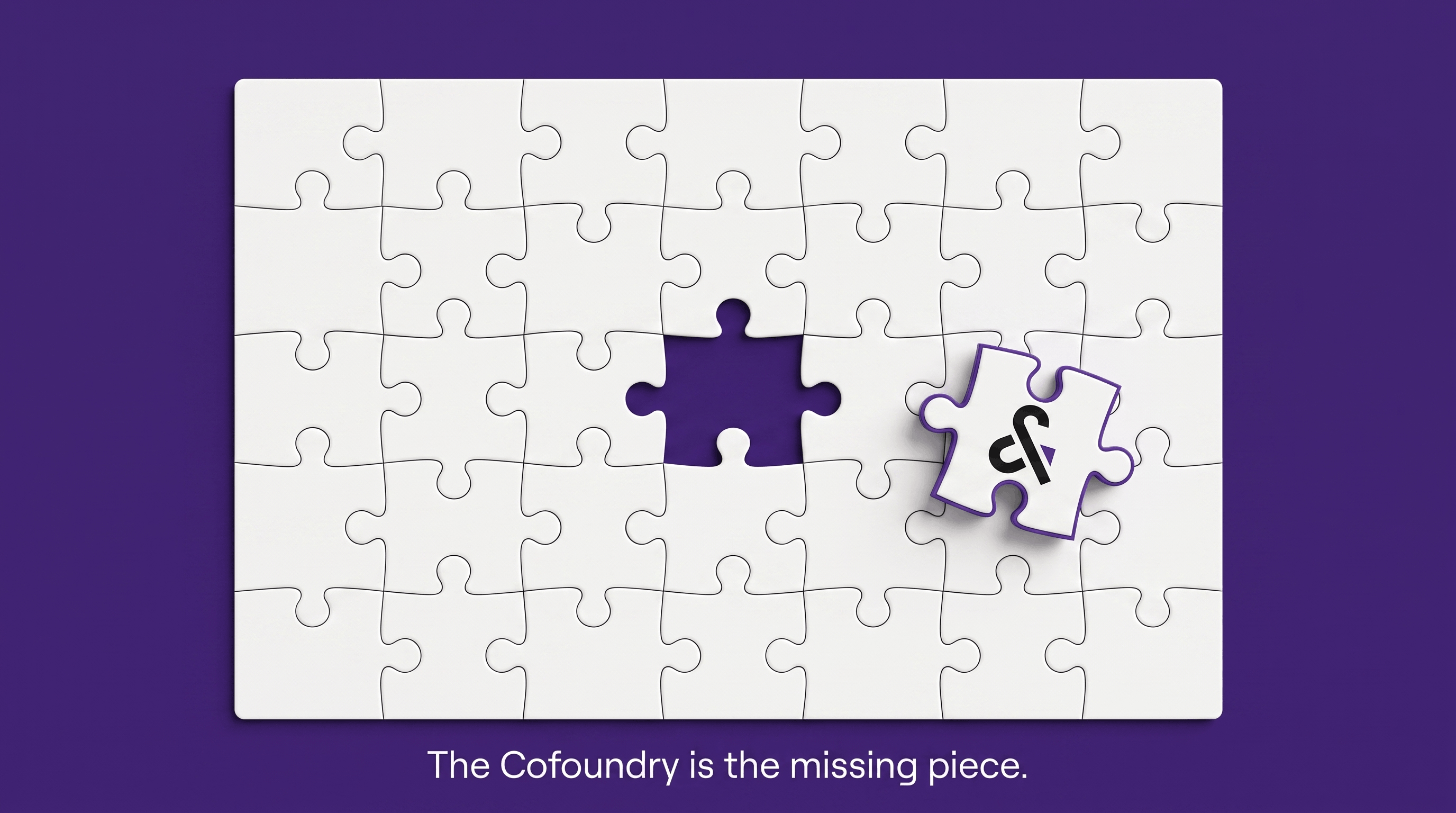 The Cofoundry logo on the missing puzzle piece that completes an agency