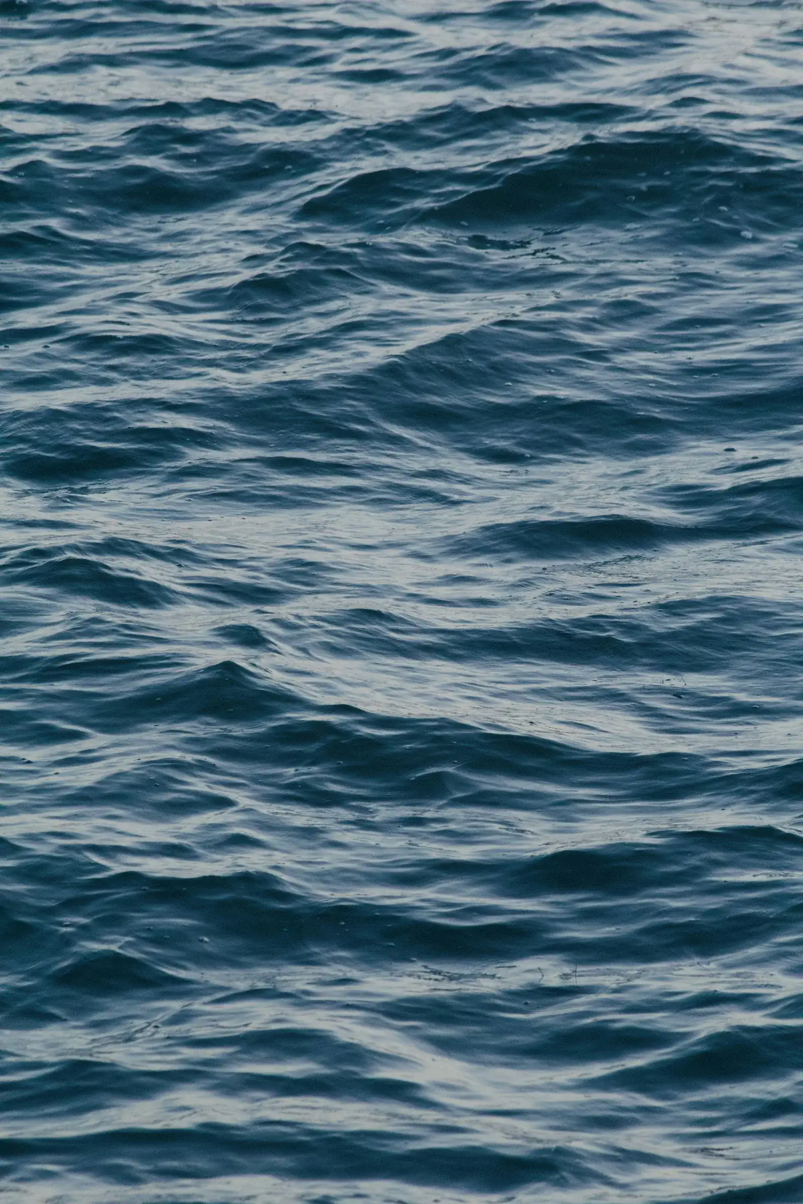 Close-up of deep blue ocean water with small rippling waves catching the light, New Beach journal
