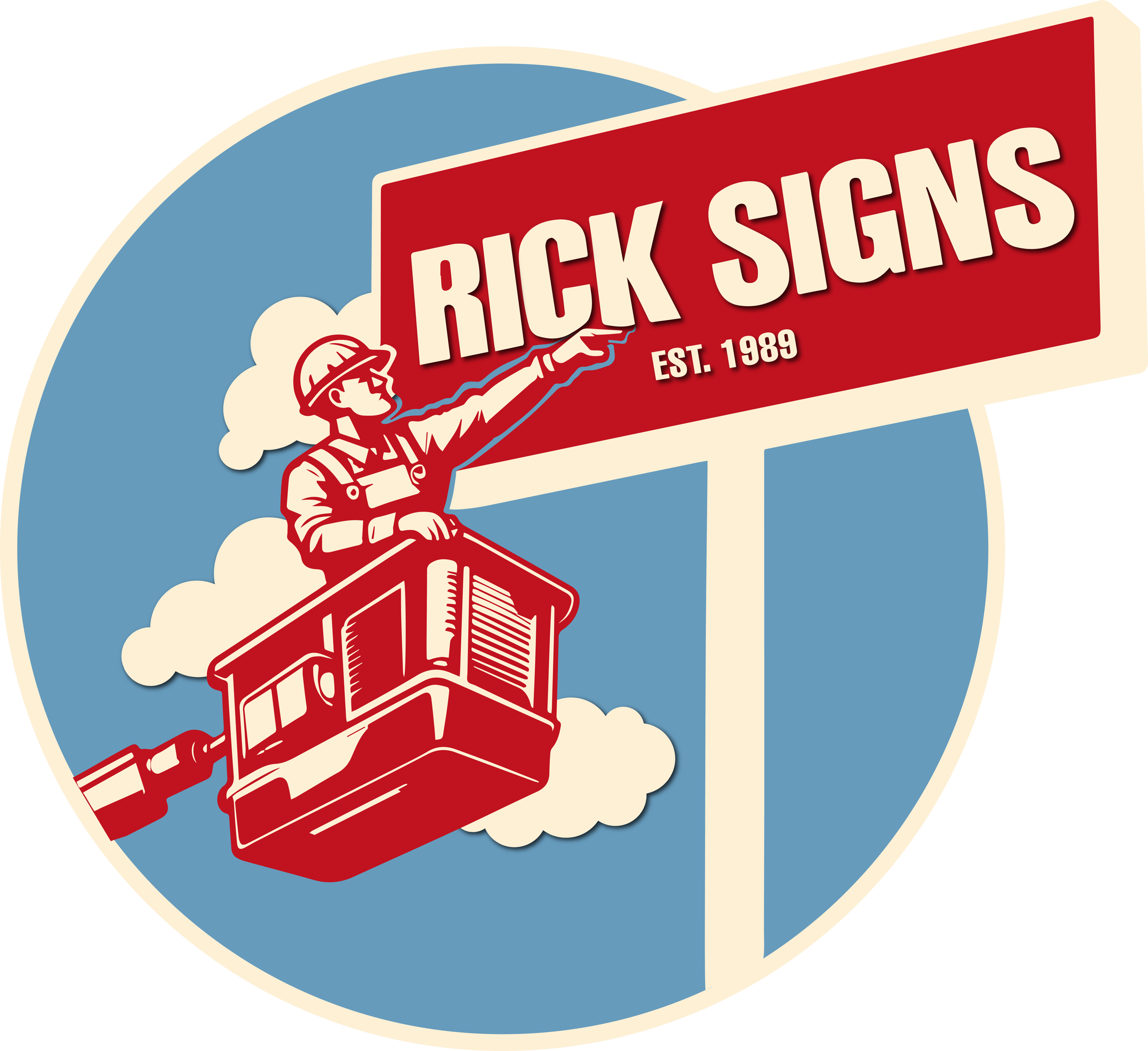 Rick Signs & Repairs Chicago — father and son sign company logo, established 1989