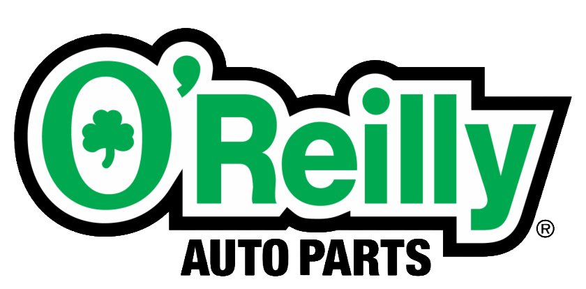 O'Reilly Auto Parts logo with a green shamrock inside the O and bold green and black text.
