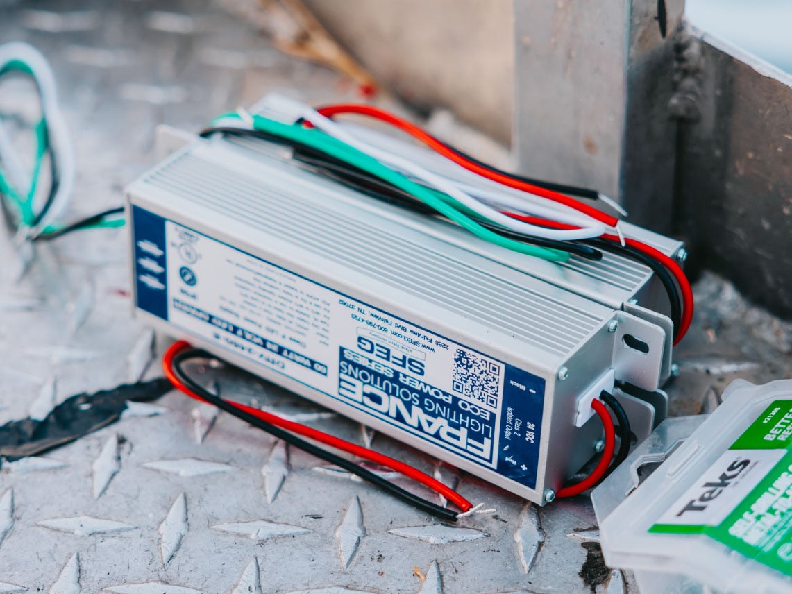 LED driver and power supply component used by Rick Signs in commercial sign repairs — Chicago