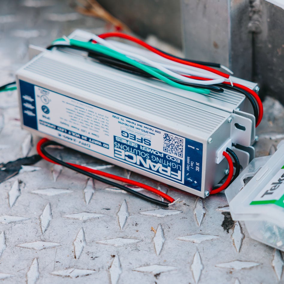 LED driver and power supply for a commercial sign — Rick Signs replacement part close-up