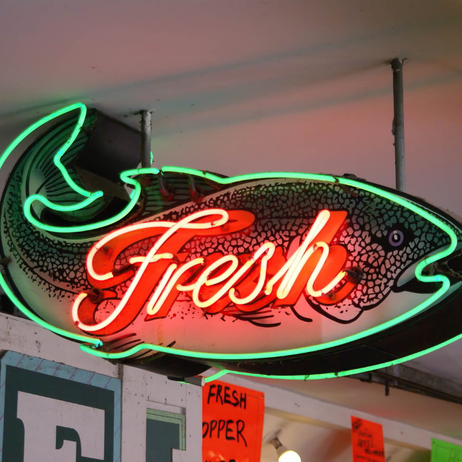 Green Fresh script neon sign — Rick Signs custom neon design and restoration in Chicago