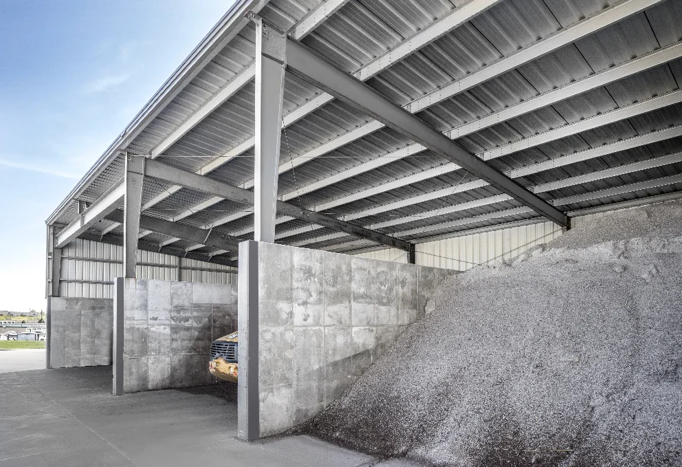 Material storage bays at the H&H Lawn facility