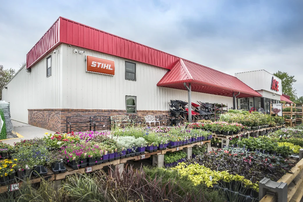 Garden center exterior at the Ace Hardware project