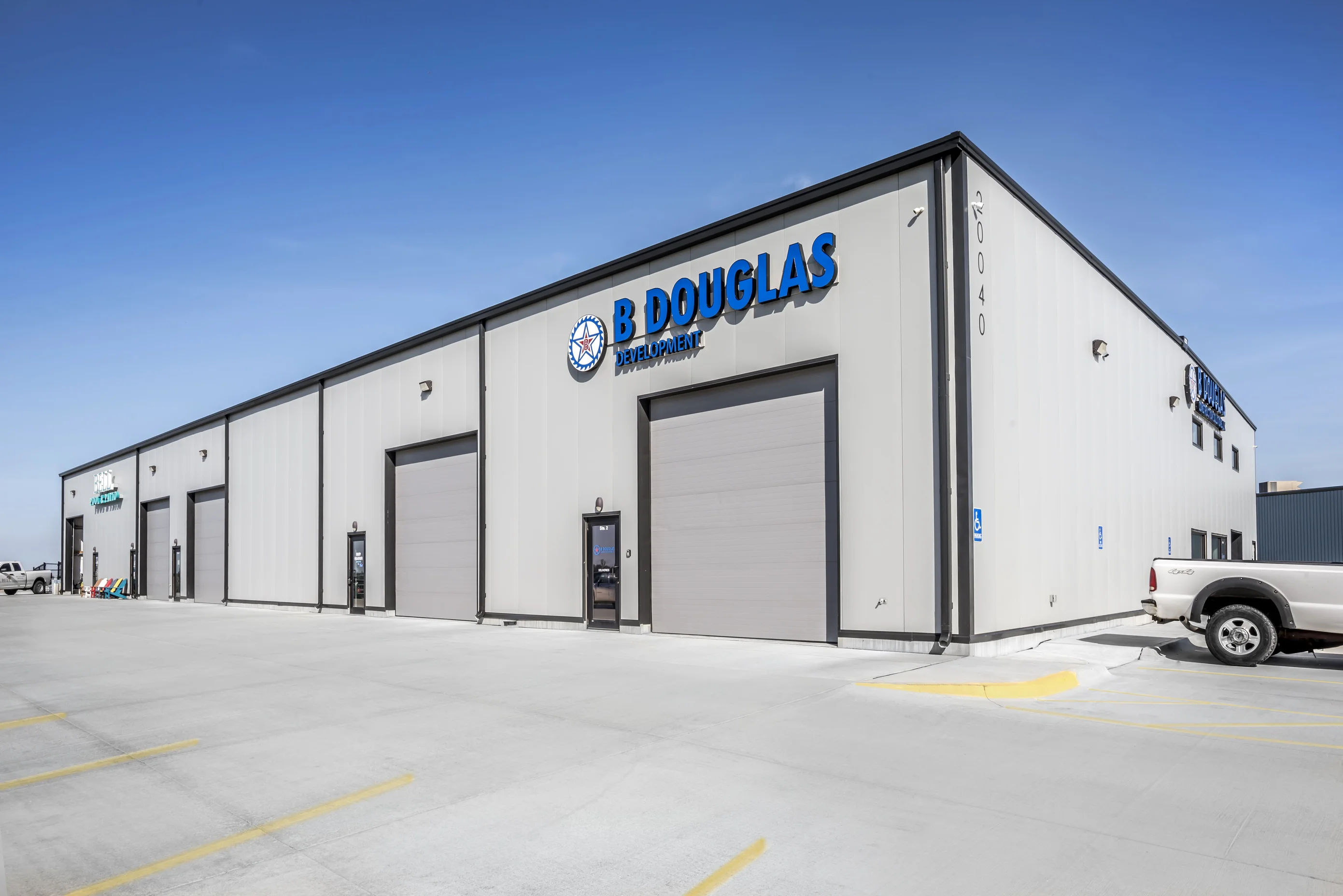 Overhead doors and shop bays at the B Douglas Construction Solutions building