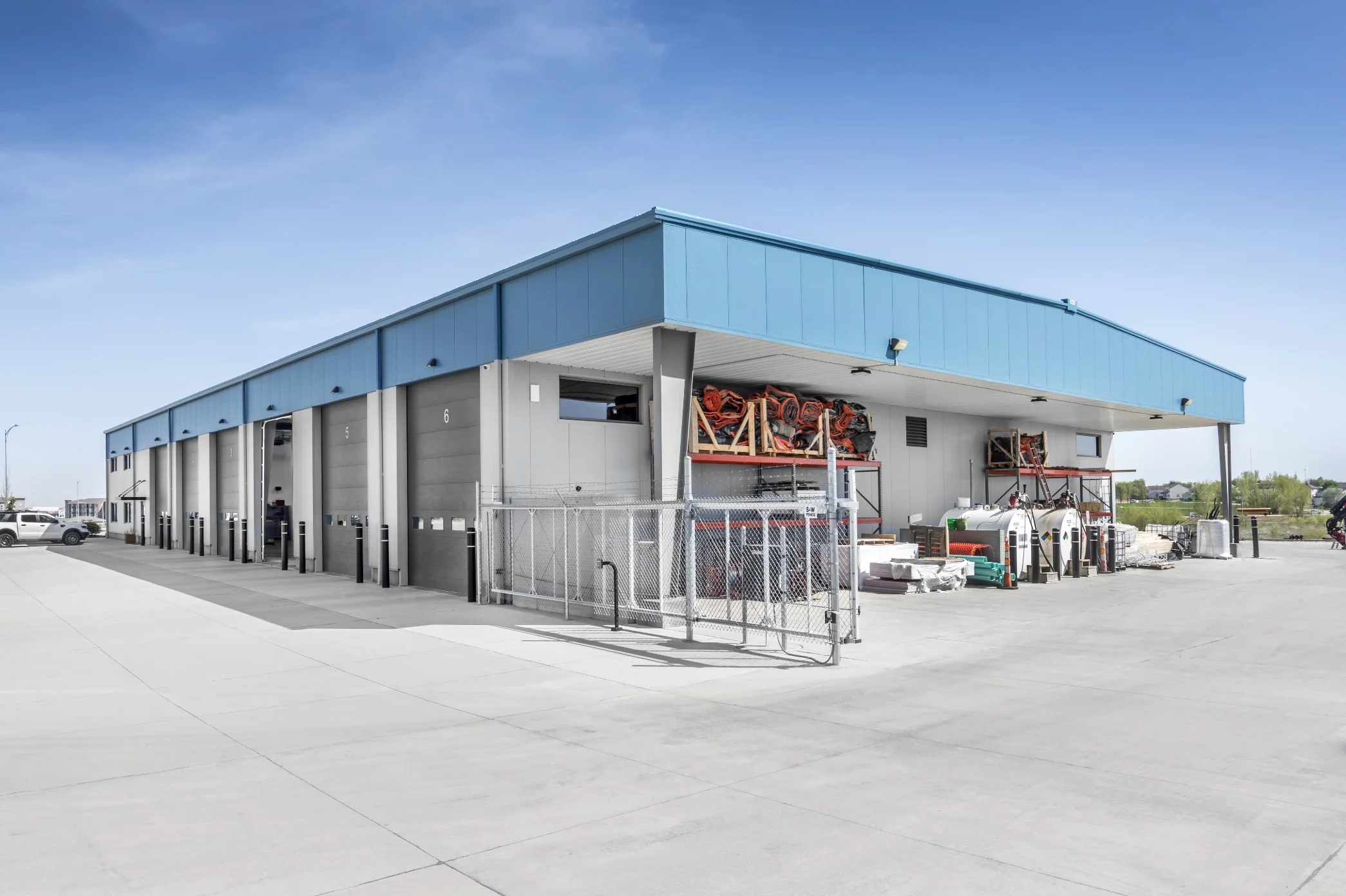 Side view of the Upton Construction facility