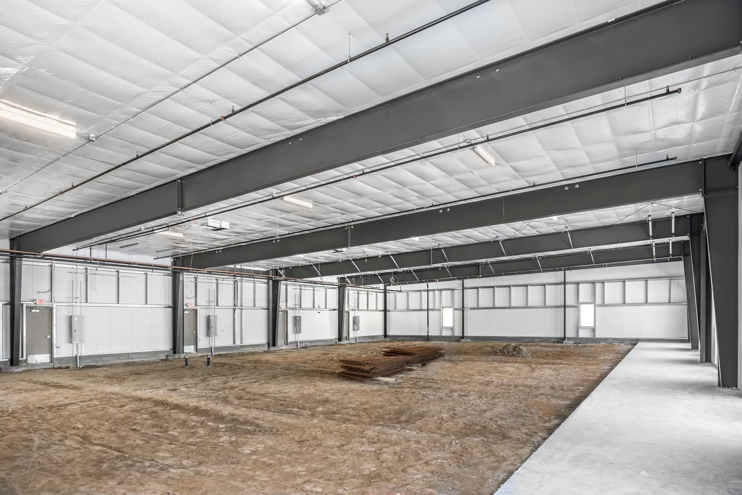 Unfinished open floor interior of the I-Mark flex space