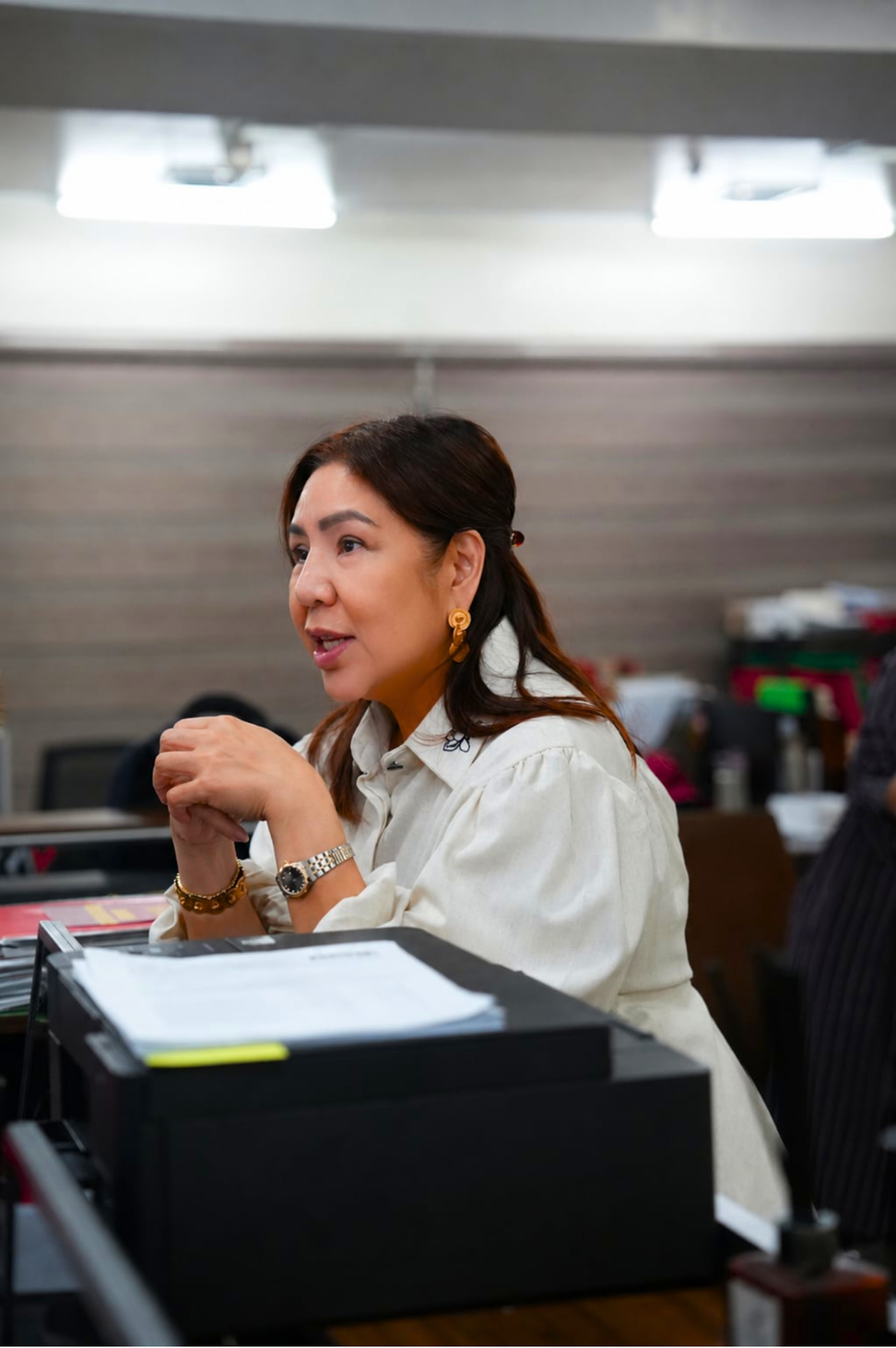 Team member speaking during the meeting