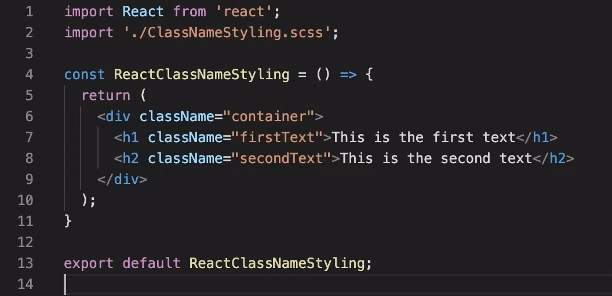 Styling in React using className