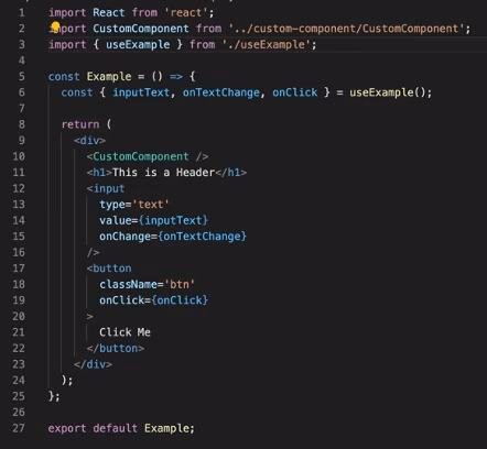 Examples of visual components using a custom hook in React