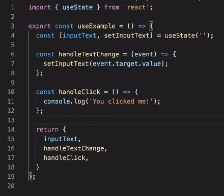 Example of a custom hook that can be used by components in React and React Native