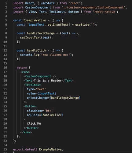 Examples of a simple component in React Native