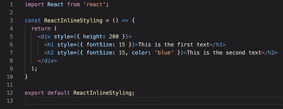 Direct inline styling in React