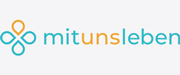 Logo mit einem stilisierten blauen und orangen Symbol neben dem Text 'mitunsleben'.