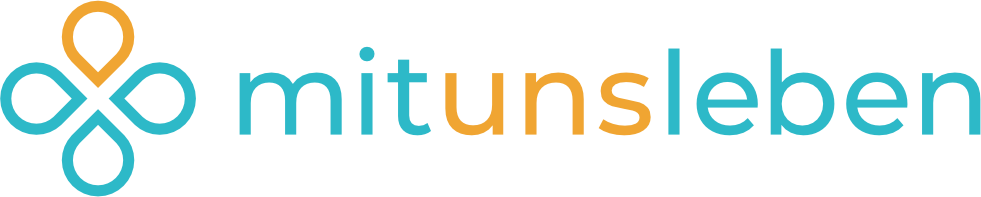 Logo der Marke mit dem Schriftzug 'mitunsleben' und einem stilisierten Symbol.
