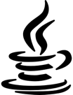 Java-Logo mit blauen Buchstaben und stilisiertem blauen Tintenfisch darüber.