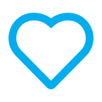 Blaues Herzsymbol mit Umriss und transparentem Innenraum.
