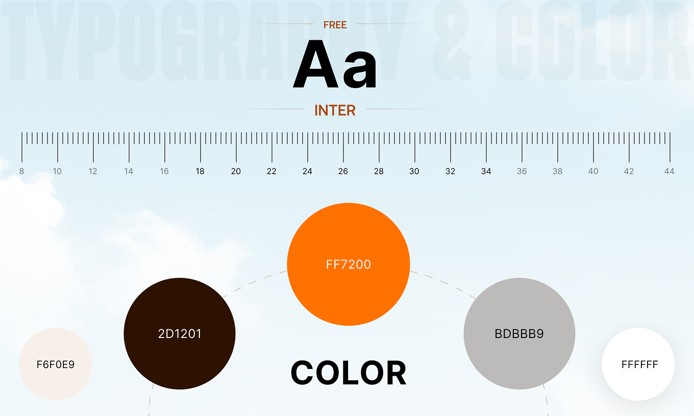 Typography system and color palette used to create a consistent and accessible visual identity.