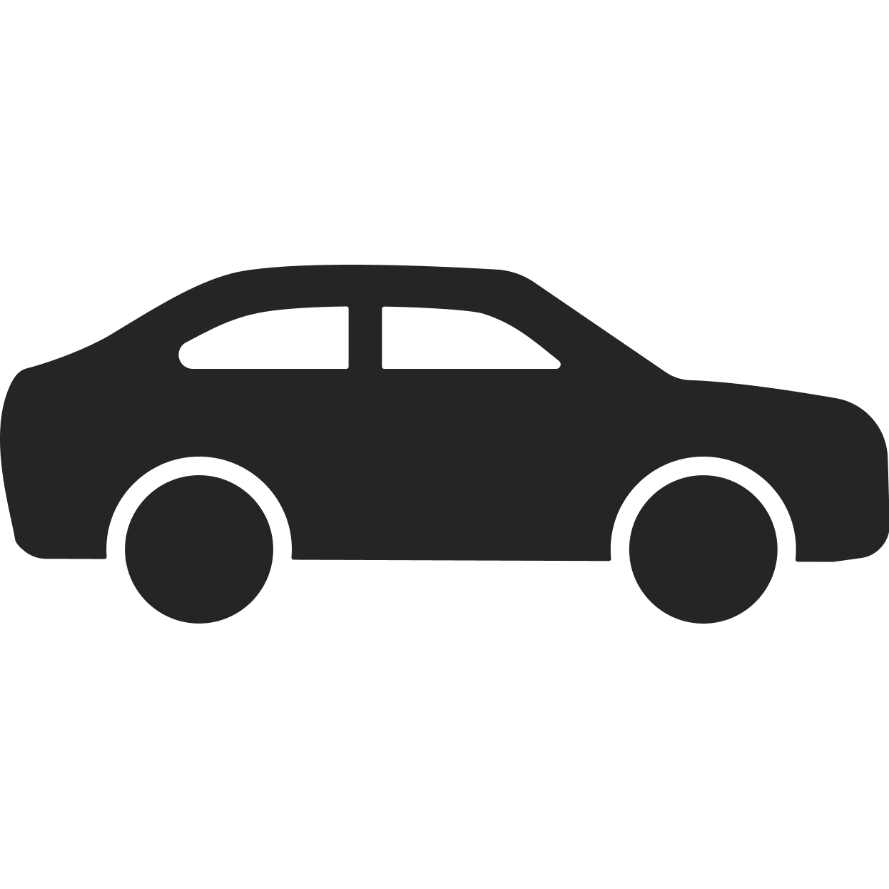 Icône d'une voiture de profil en noir silhouette simple.