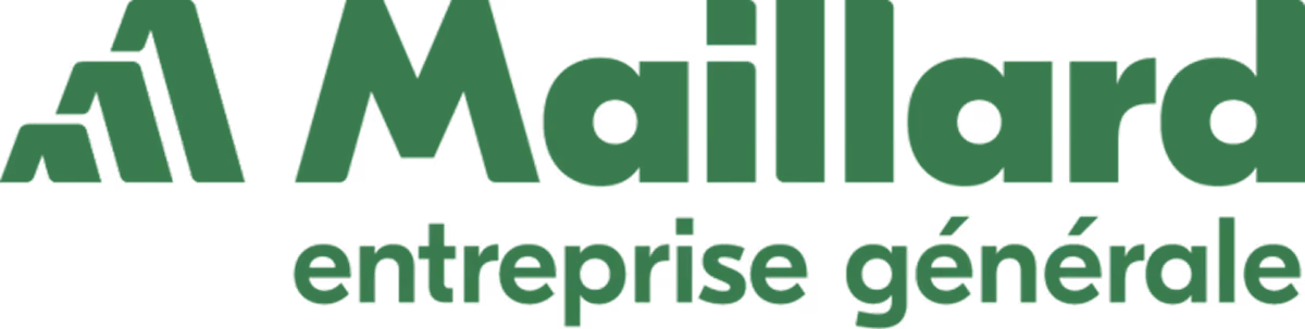 Logo de Maillard entreprise générale avec texte en vert sur fond transparent.