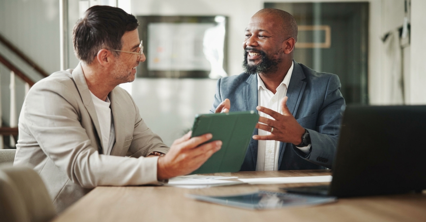Business owner having a conversation